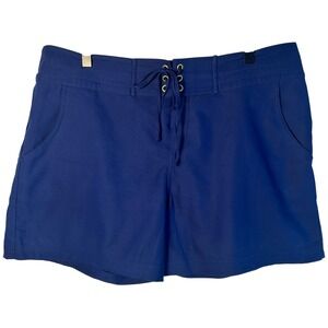 La Blanca Blue Lace Up‎ Swim Shorts Womens Large Style LB5MM54 Beach Cruise